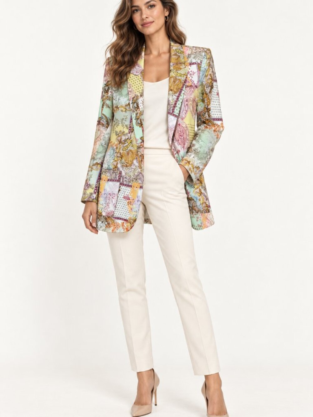 ZARA Women's Pastel Paisley Print Blazer - Multi